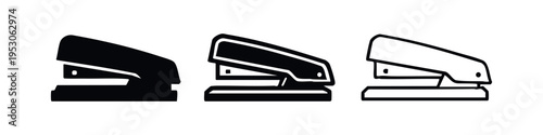 Office Stapler Tool Icons Set - Essential Stationery Element