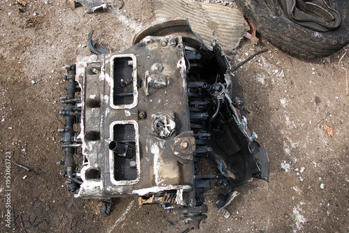 Steel waste from rebar close-up, scrap steel and other metal waste, preparation for recycling