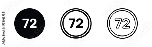 Number 72 in Circle Icon Set - Numeric Symbol or Badge Design