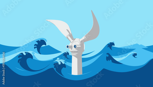 Innovative Ocean-Turbine Design Demonstrating Sustainable Renewable Energy Generation Amidst Dynamic Sea Waves