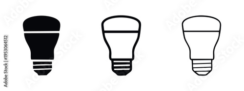 LED electric light bulb icon set. Energy saving technology symbol.