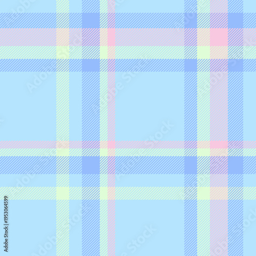 Costume background textile pattern, chic texture seamless vector. Full plaid check fabric tartan in light and blue colors.