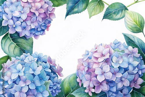 Wallpaper Mural Watercolor painting of hydrangea flowers in various shades of blue and purple Torontodigital.ca