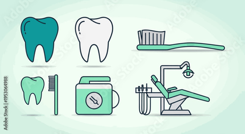 Dentistry oral hygiene and dental care for preventative health with patient undergoing examination in modern clinic Toothbrush toothpaste and dentist tools with professional equipment and