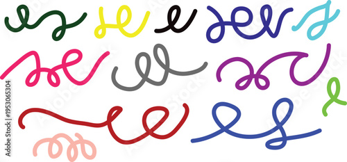 Colorful handwritten letters and symbols on white background