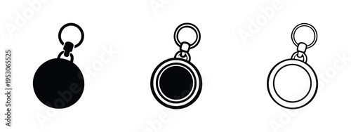 Simple Circular Keychain Icon Set. Keyring Accessory and Identifier Symbols for Everyday Items.