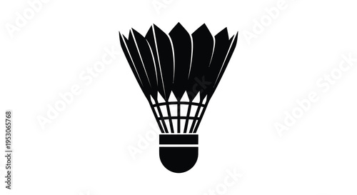 Silhouette of a badminton shuttlecock on a white background