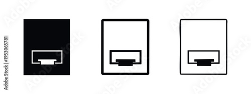 Vertical Smartphone or Tablet Icon Set. Mobile Device Display Vector Symbols in Flat and Line Art.