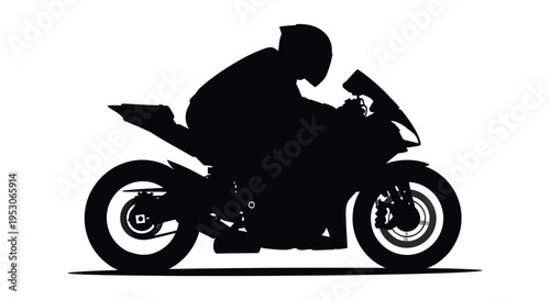 Motorcycle rider silhouette against a white background