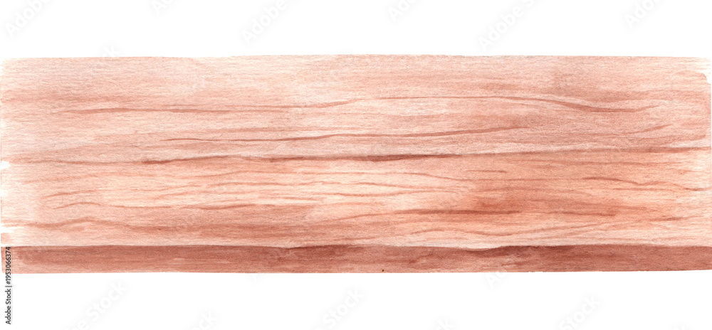 Obraz premium Watercolor illustration of plank with wood texture. Tabletop isolated on white background.
