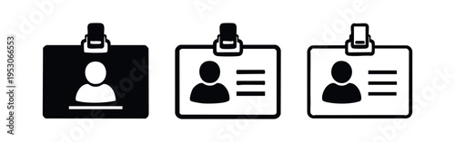 Employee ID Card with Details Icon Set - Personalized Identity Badge Symbols