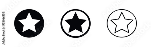 Favorite Star Icon in Circle Set - Rating and Quality Mark Symbols
