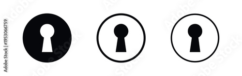 Simple circular keyhole icon set. Security and access symbols in varied styles.