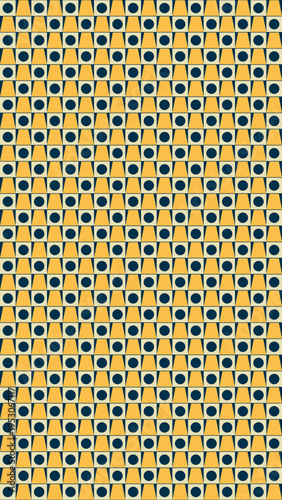 Retro Pattern of Circles and Squares on Yellow