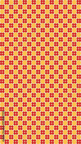 Seamless Red and Yellow Floral Pattern Background