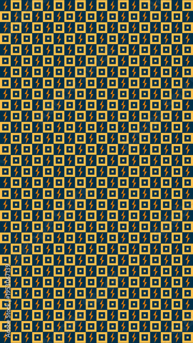Gold and Black Checkerboard Pattern with Abstract Symbol