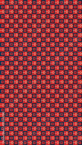Retro Geometric Pattern in Red and Black