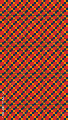 Geometric Pattern With Red and Orange Squares