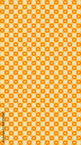 Retro Orange Circle Pattern on Cream Background