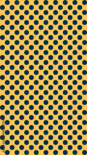 Navy Polka Dot Pattern on Yellow Fabric