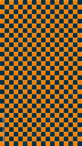 Orange and Navy Blue Checkerboard Pattern