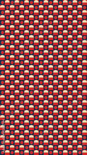 Retro Geometric Pattern in Red Beige and Blue
