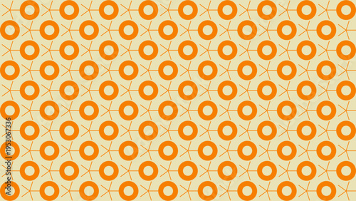 Orange Rings Geometric Pattern on Beige Background