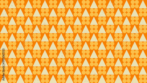 Retro Geometric Triangle and Circles Pattern on Orange