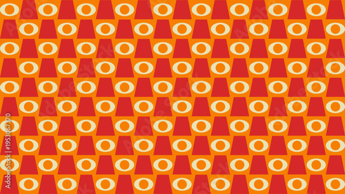 Retro Geometric Pattern in Orange and Red
