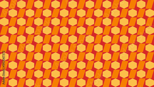 Retro Geometric Honeycomb Pattern in Orange and Red