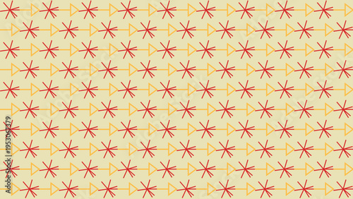 Geometric Floral and Triangle Pattern on Beige Background