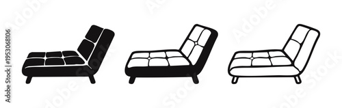 Modern Lounge Chair Silhouette Icon Set