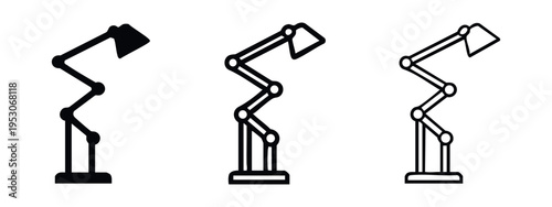 Adjustable Desk Lamp Silhouette Icon Set