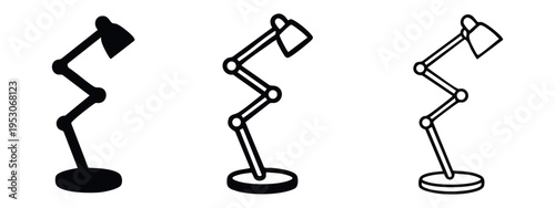 Adjustable Desk Lamp Silhouette Icon Set