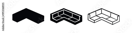 Sectional Sofa Corner Couch Icon Set