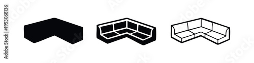 Sectional Sofa Corner Couch Icon Set