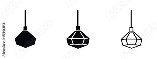 Modern Geometric Pendant Lamps Icon Set