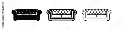 Classic Chesterfield Sofa Icon Set