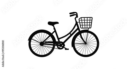 Silhouette of a classic bicycle with a basket on the front