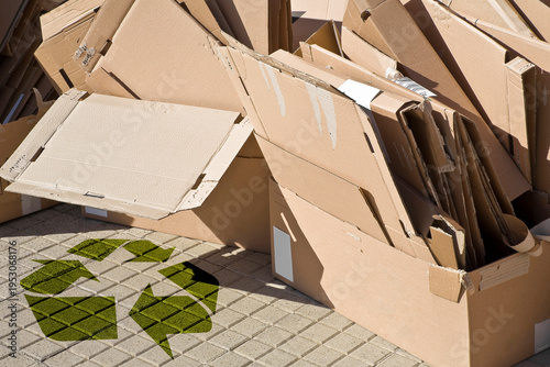 Stacks of paper and cardboard ready to be recycled - Reuse, Reduce, Recycle concept image