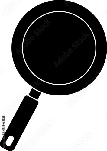 Kitchen Frying Pan Silhouette Icon, Skillet for Cooking and Searing, Minimalist Cookware Vector Illustration, Solid Black Omelet Pan Outline