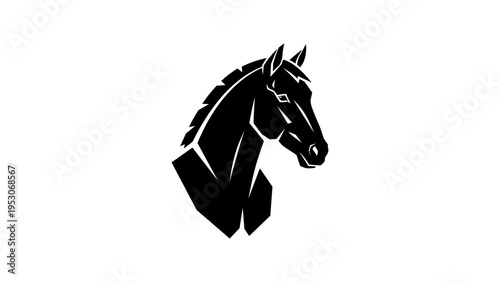 Sleek black horse silhouette design on white background