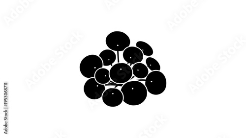 Black silhouette of mushroom cluster on white background