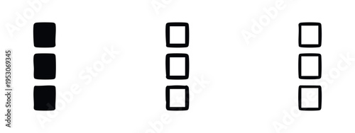 Vertical arrangement of rounded rectangle shapes, resembling mobile phones, in varying styles.