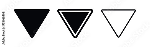 Rounded upside-down triangle icons in solid and outline variations for various designs.