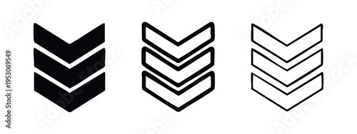 Down chevron arrow icons in three styles