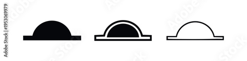 Dome or bell shape icon set in black and white vector illustration