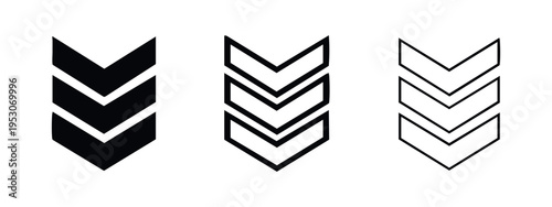 Down chevron arrow icons in three styles