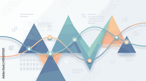 Abstract geometric data visualization with intersecting lines and triangles on a light background