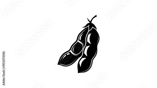 Black silhouette of edamame pod icon on white background